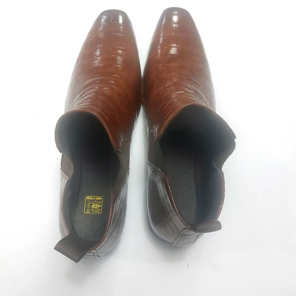 Elegant Brown Leather Men's Shoes Size 48 NWNB